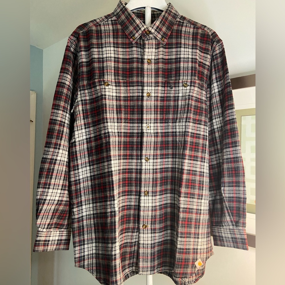 Carhartt Red and Black Plaid Button-Down Shirt
